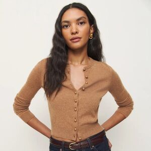 Reformation Caspia Cashmere Cropped Cardigan Natural - Size S